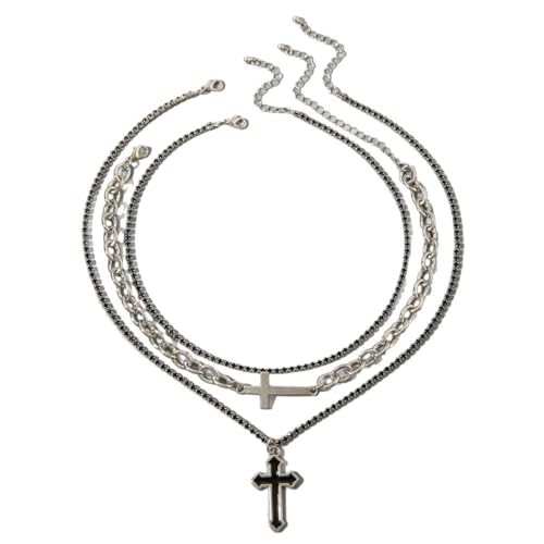 Collier ras du cou en argent homme bijou tendance croix empilée