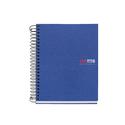 Image of Miquelrius - The Original A6 Notebook, 6 Coloured Stripes, Opaque Polypropylene Cover, Size 105 x 148 mm, No Drilling, 150 Sheets of 70 g /m, 5 mm Square, Blue