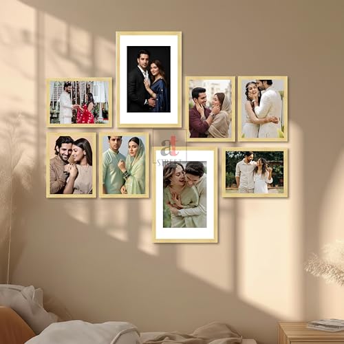 Image of Art Street Photo Frame Set of 8 Beige Wall Decor Collage Display Hanging Family Picture Frames Gallery Collection Decor Items Wall Mount Frames Birthday Anniversary, 8x12 and 12x16 In