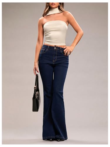 SHENHE Women's Y2k Halter Tube Tank Crop Top Slim Fit Strapless Scarf Top Going Out Shirt3