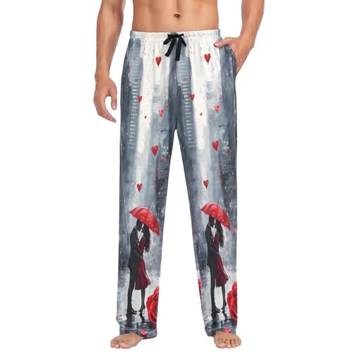Pantalon de pyjama pour homme avec cordon de serrage et poches amples