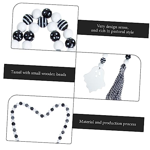 Décor d'halloween perles bois pour décoration intérieure blanche de table - 3