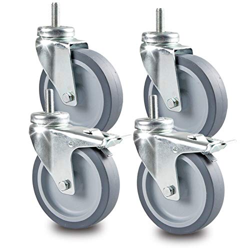 Apparaterollen / Transportrollen - 100mm - Set inkl. Rückenloch M10 x 25mm mit Gewinde (2 Lenkrolle, 2 Lenkrolle mit Bremse)