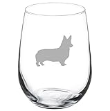 17 oz Stemless Wine Glass Corgi
