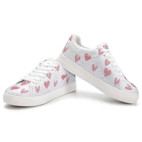 Image of PARTY Women's Rhinestone Platform Lace Up Low Top Glitter Sneakers