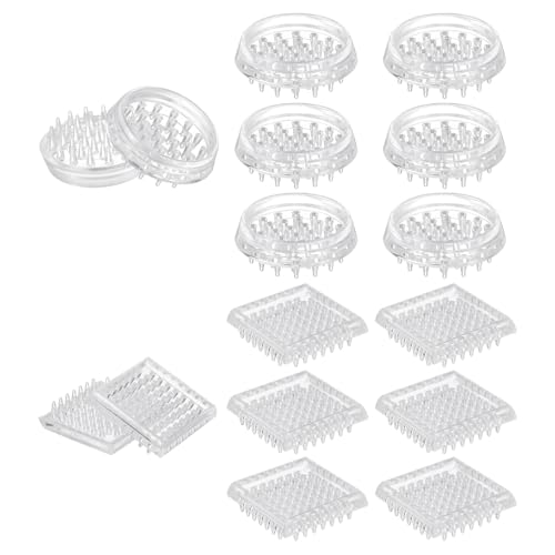 sourcing map 16 Pcs Carpet Protectors Spiked Caster Cups 1.89" Round and Square Spiked Furniture Cup Furniture Carpet Protectors for Furniture Legs Table Chair Sofa
