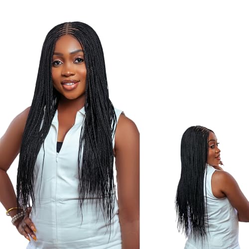WOW BRAIDS Braided Wigs, Micro Million Braid Wig - Color 1 - 22 Inches. Synthetic Hand Braided Wigs for Black Women.