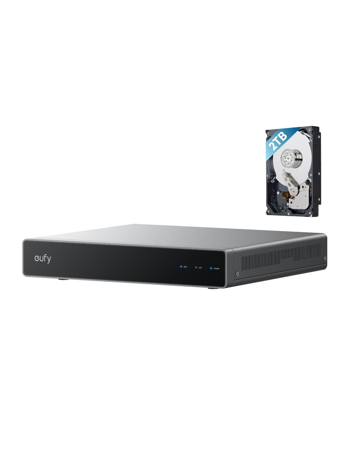 eufy Security S4 per telecamere di sicurezza, 8 canali espandibili a 16 | IA locale, Video intelligente, HD da 2 TB preinstallato, fino a 16 TB, Rec 24/7, Compatibile solo con dispositivi eufy PoE.