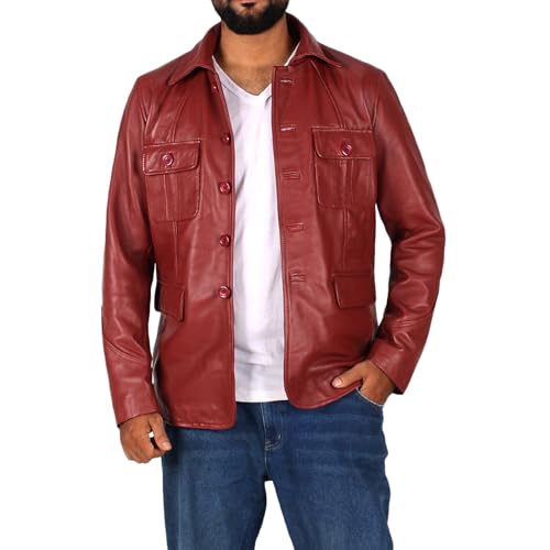 Laverapelle Men's Genuine Lambskin Leather Coat (Black, Officer Coat) - 2402002