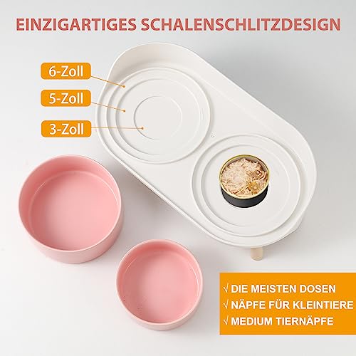 Katzen Napfset Katzennapf Erhöht Keramik - Doppelt Katzennäpfe mit Rutschfestem Ständer und Spritzschutz - Fressnapf Katze Napf - Futternapf Wassernapf Set für Katzen Welpen Kleine Hunde - 2 x 480 ML
