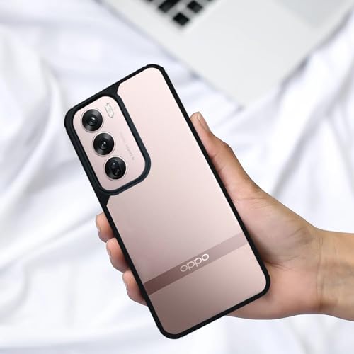 Image of AIBEX Crystal Clear Back Case Compatible with Oppo Reno 12 5G Back Cover Case | 360 Degree Protection | Shock Proof Design | Transparent Back Cover (PC & TPU, Black)