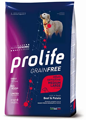 prolife Grain Free Adult Medium/Large Sensitive al Manzo e Patate da 10 kg