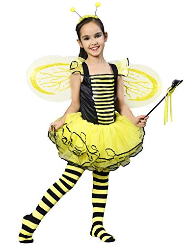 IKALI Kids Bee Costume, Girls Toddlers Bee Fancy Dress Birthday Party Outfit 3-4T