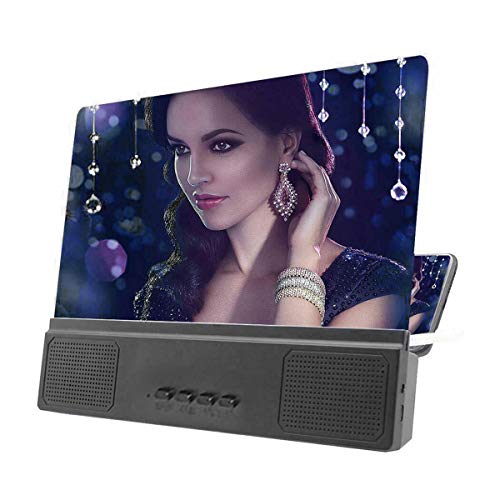 Queen.Y Lupa de Pantalla de 12 Pulgadas con Altavoz con Cable Amplificador de Pantalla de Telfono HD Porttil Amplificador para Telfonos Inteligentes para Pelculas Videos Juegos