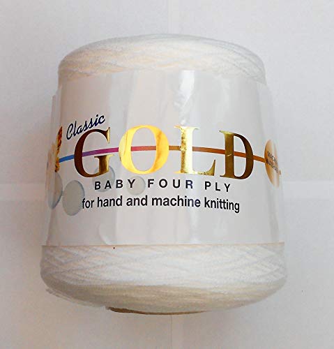 Woolcraft Classic Gold Baby 4ply Cone 400g (White 010)