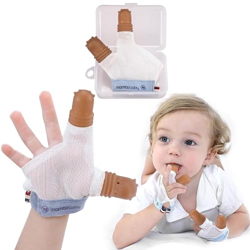 Elfzone Thumb Sucking Stop for Kids - 1-2 Years Old - Silicone Finger Guard for Thumb Sucking with Breathable Mesh Adjustable Thumb Sucking Treatment Kit for 12 Months (Blue, Small)