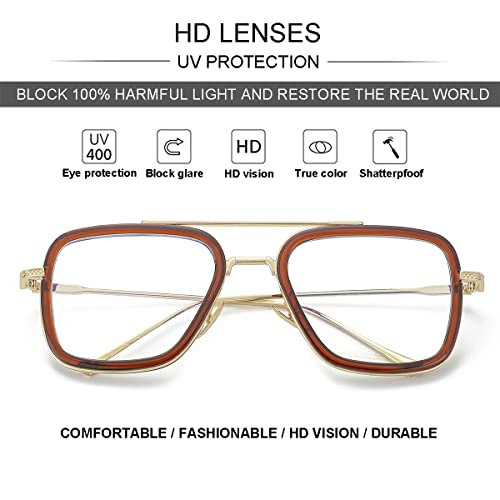 Image of Tony Stark Style Blue Light Blocking Glasses for Men Women, Iron Man and Spider-Man Computer Gaming Glasses