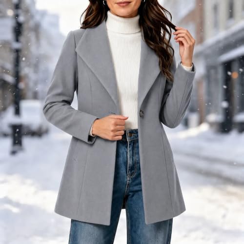 Lainyong Wool Coat Women Winter Warm Jackets Plus Size Trench Coats | Plus Size Wool Blend Trench Coat, Casual Notch Lapel Overcoats, Fashion Solid Color Outerwear, Thicken Warm Cardigans - image 3