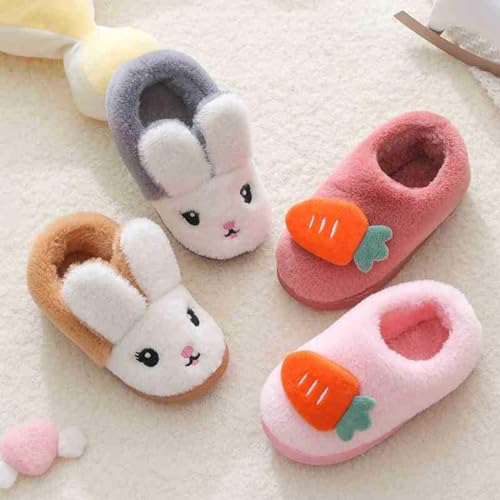 Boys Girls Plush Bunny Slippers Cute Cartoon Non-Slip Fleece Slippers Fall Winter Warm Soft Cozy Indoor Sandals2
