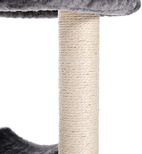 Amazon Brand  Umi Cat Scratching Post and Perch for Kitten Sisal Rope Cat Scratcher with Cushion Bed and Tile Bed for Indoor Cat 48cm/18.9inches Grey