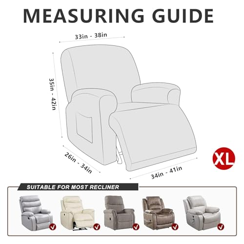 Image of molasofa Leather Like Oversized Recliner Chair Covers, Extra Large Big Man 4 Pieces Lazy Boy Recliner Cover for Wide Recliner Chair for Pets Kids Washable (X-Large, Chocolate)