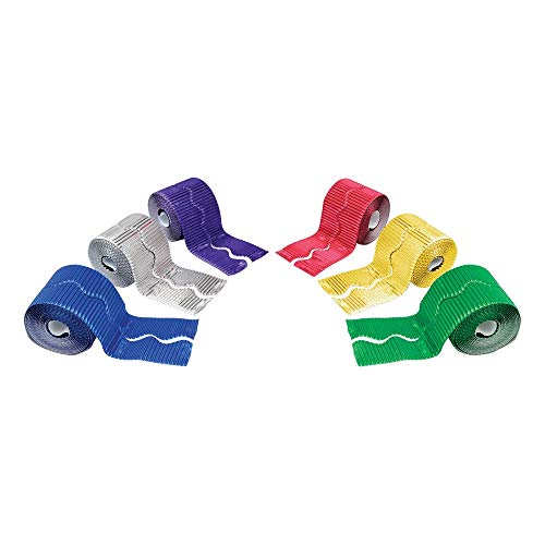 Bordette Metallic Corrugated Border Roll, 2-1/4 Inches x 25 Feet, Gold