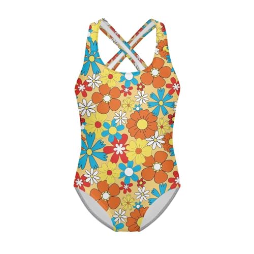 Image of JEOCODY Swimsuit for Girls One Piece Bathing Suit for Teens Crossback Hawaiian Beach Swimwear