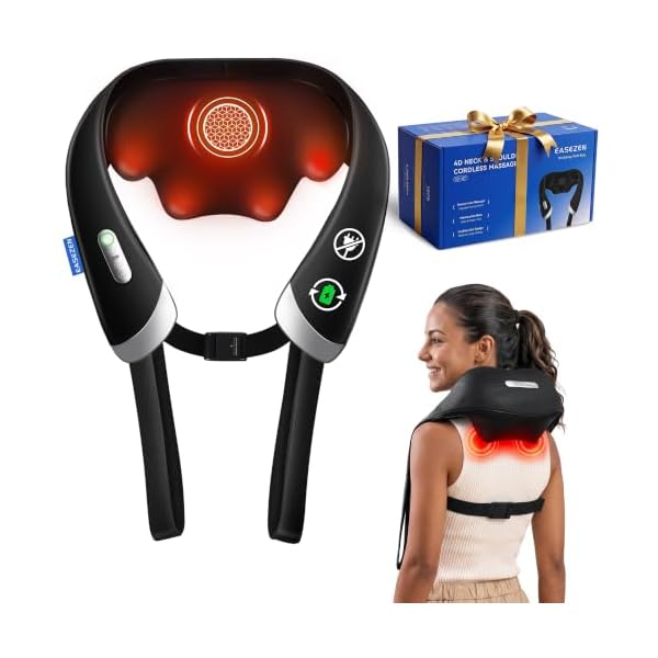 EaseZen Cordless Neck Massager with Heat for Pain Relief Deep Tissue