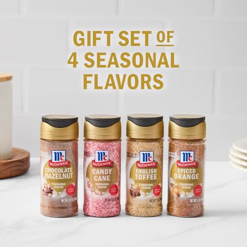 Image of McCormick Finishing Sugar Variety Pack, Limited Edition, Includes Seasonal Winter Flavors Like Chocolate Hazelnut, Candy Cane, English Toffee, and Spiced Orange, For Baking & Beverages, 14.82 oz