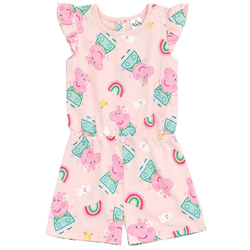 Peppa Pig Toddler Girls French Terry Sleeveless Romper Pink 4T
