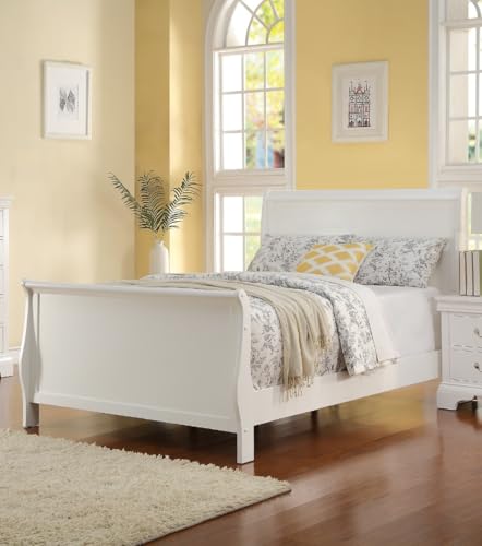 Modern-1pc-Full-Size-Bed-Bedroom-Furniture-Sleigh-Design-Headboard-Footboard-Plywood-1pc-Bedframe-White-Color Modern 1pc Full Size Bed Bedroom Furniture Sleigh Design Headboard Footboard Plywood 1pc Bedframe White Color