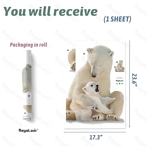 Vinilo Decorativo Oso Polar con su Cría para Pared miniatura 4