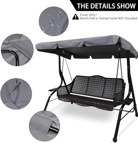 Toldo para hamaca de jardín exterior 3 plazas impermeable 164 cm 4