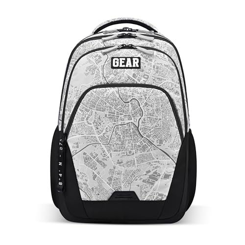 Image of Gear Cityscape 19 inch /40L Large Water Resistant School Bag | Casual Backpack | Daypack | Travel Backpack | Kids Bag for Boys /Girls (Grey - Black)