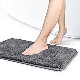 NAKIHOUSE rutschfeste Badematte, Mikrofaser Hochflor Badteppiche 40X60 cm, Maschinenwaschbare Badezimmerteppich, für Badewanne, Dusche und Badezimmer (Grau)