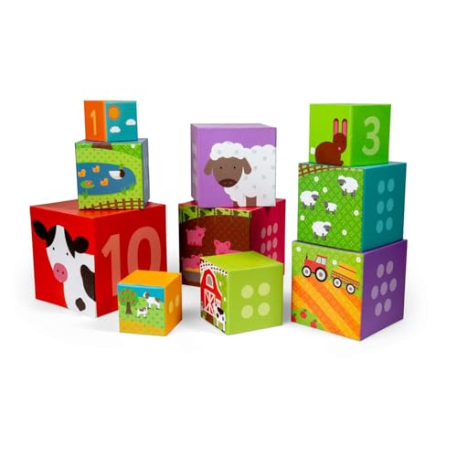 Cubes empilables en carton Ferme Bigjigs Toys pour apprendre à compter