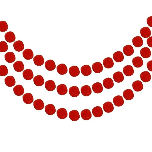 Red Felt Pom Pom Garland