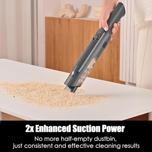 Image of Handheld Vacuum Cordless, Lightweight 1.4lb with Powerful Suction, Charging Dock, Single Touch Empty and Detachable Dust Cup, Portable Mini Car Vac for Home Office and Pet Hair (Premium Grey)