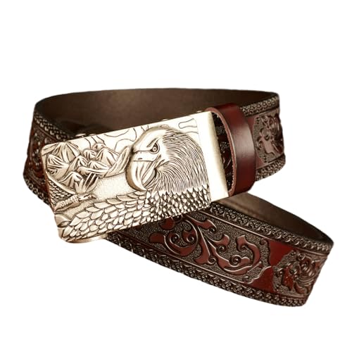 Ceinture cuir gaufré classique à cliquet avec système de réglage automatique