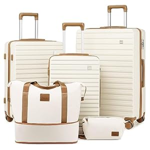 imiono Luggage Sets 3 Piece,Expandable Hardside Suitcase Set with Spinner Wheels,Lightweight Travel Luggage set with TSA Lock（20/24/28,White）