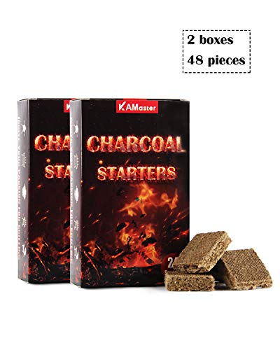 Kamaster 48 Squares Starter Blocks For Big Green Egg,Fire Starter Squares Waterproof Easy Fire Charcoal Starter Perfect For Barbecue Grills, Bge, Kamado Joe,Smokers, Wood Stove #TOP6