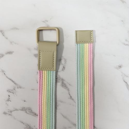Colorful Rainbow Canvas Belt with Double Square Ring Buckle for Men Women Girls Causal Belt3