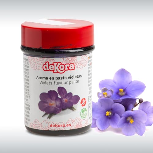 dekora - Aroma en Pasta concentrado de Violeta 60ml | colorante alimentario y saborizante Ideal para Bizcochos, cupcakes, fondant, magdalenas, helados, postres | Sin Gluten | Vegano