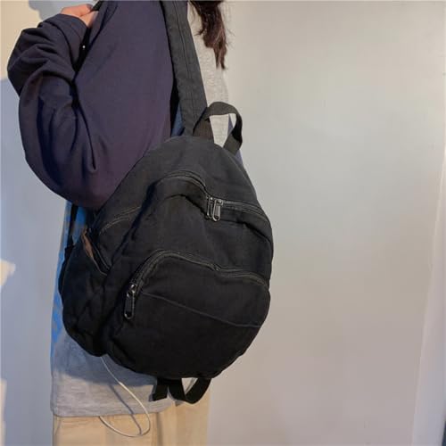 Image of MaxxCloud Vintage Denim Laptop Backpack Casual Canvas Daypack Handbag Purse Lightweight Rucksack Shoulder Bag