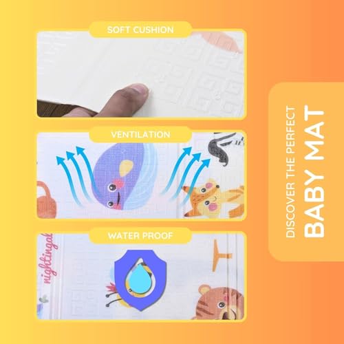 Image of Premium Baby Play Mat, Reversible, Soft, Easy to Clean, Learning & Playing Carpet, Crawling Play Mat, Non-Slip, Waterproof-Portable-Outdoor /Indoor Use | Foam Play Mat for Babies, Toddlers Multicolor (Aeroplane-Car Road)