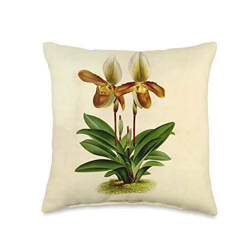 Lady Slipper Orchid Gift Orchid Flower Lover Throw Pillow