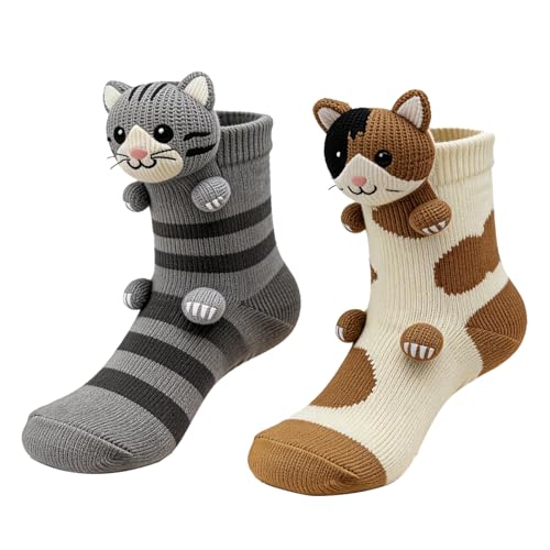 Image of 3D Knit Animal Socks,Cute Hug Hug Socks with Funny Animal Design,Non-Slip Animal Feet Socks for Women Gifts