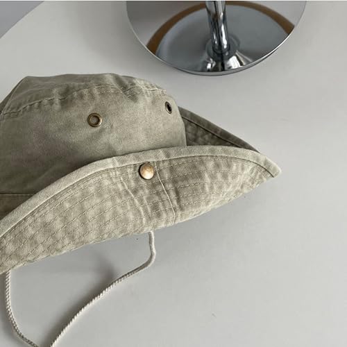 Chapéu de sol de pesca de balde lavado - boné de proteção UV de algodão de aba larga para verão e pr