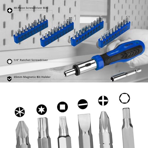 Image of DEKOPRO Tool Set: 228 Piece Home Tool Kit, Household Basic Repair Tool Set Comes with Storage ToolBox, Socket Wrench Set for Car, Hand Tool Box Set for Home - Blue