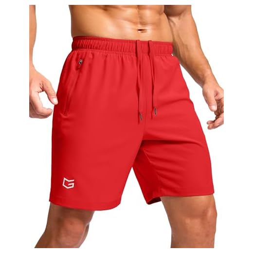 G Gradual Men's Athletic Running Shorts with Zipper Pockets Quick Dry 7"/ 5"/ 9" Workout Gym Shorts for Basketball Hiking(Deep Red,7M)